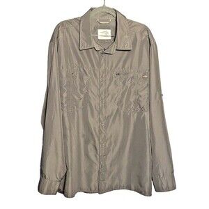 Reel Life Shirt Mens XL Fishing Angler Button Up Roll Tab Sleeve Top